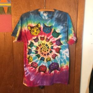 Trippy tie-dyed rainbow kitty TShirt